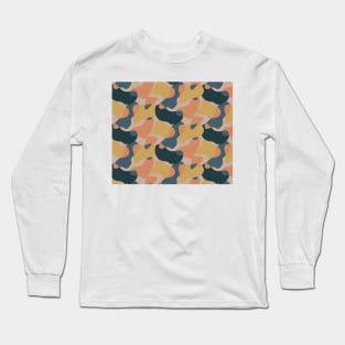 Abstract Shape Pattern, Blue Shape, Geometric Pattern Long Sleeve T-Shirt